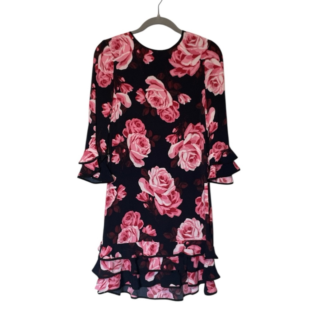 Kate Spade Rambling Colorful Rose Floral Ruffle Rosa Shift Dress Size Small H-8 - Picture 2 of 5
